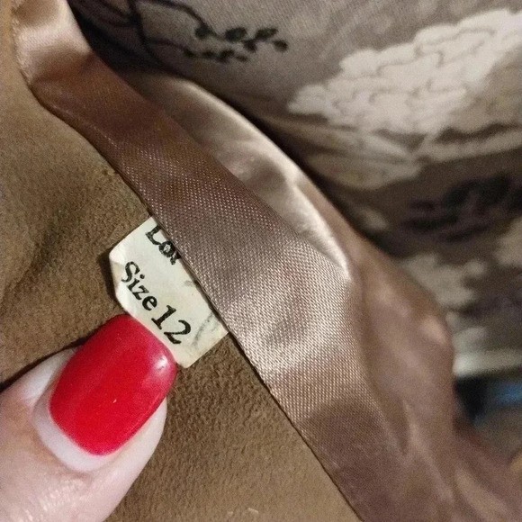 VINTAGE 1960 Suede Coat Mink Collar - Satin Lined size 12 - Picture 9 of 14